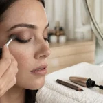 Démonstration maquillage yeux : pinceau et mascara pour agrandir le regard