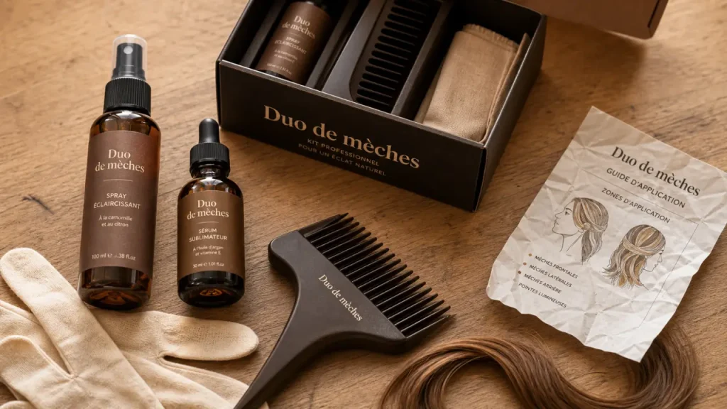 Duo de mèches : spray, sérum et mèche châtain clair en 5 minutes