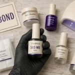 See me vernis semi permanent : Ultrabond et Nail Cleanser en flat-lay
