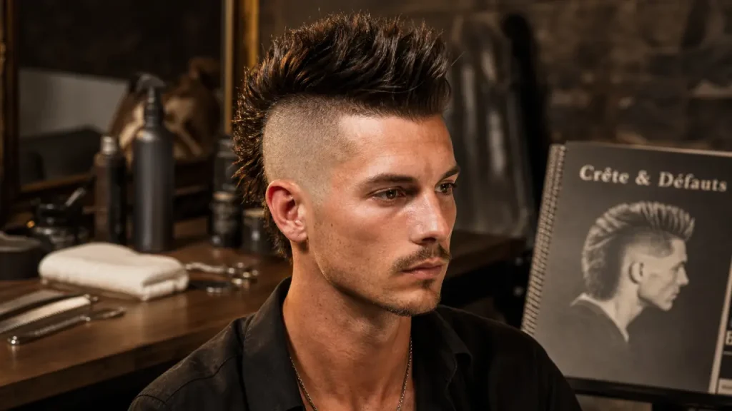 Coupe de cheveux crete : crête iroquoise, crête espagnole ou mulet