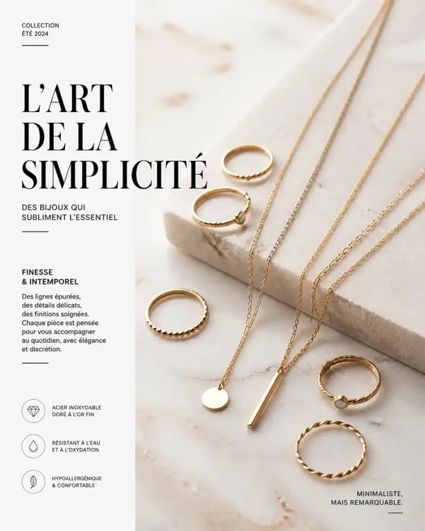 Bijoux Ikita dorés élégants et modernes pour femme