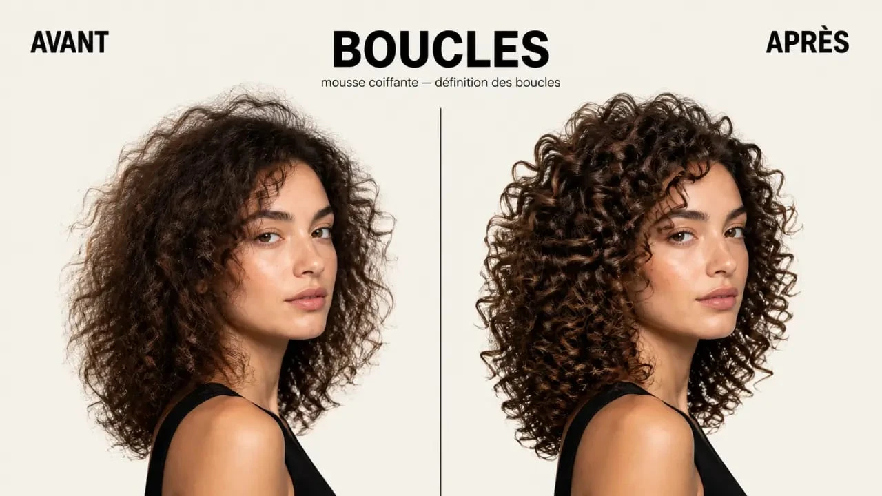 Mousse cheveux bouclés : avant et après des boucles définies, souples et volumineuses