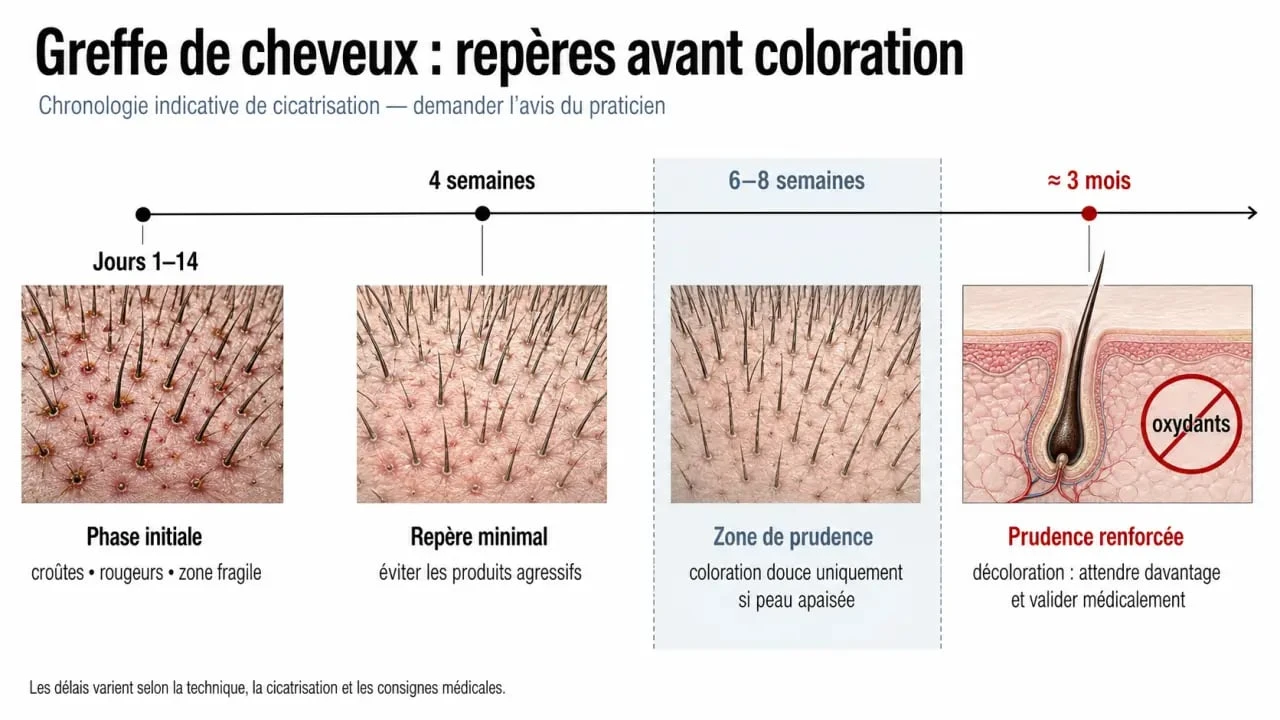Greffe de cheveux coloration : chronologie des délais de cicatrisation avant reprise