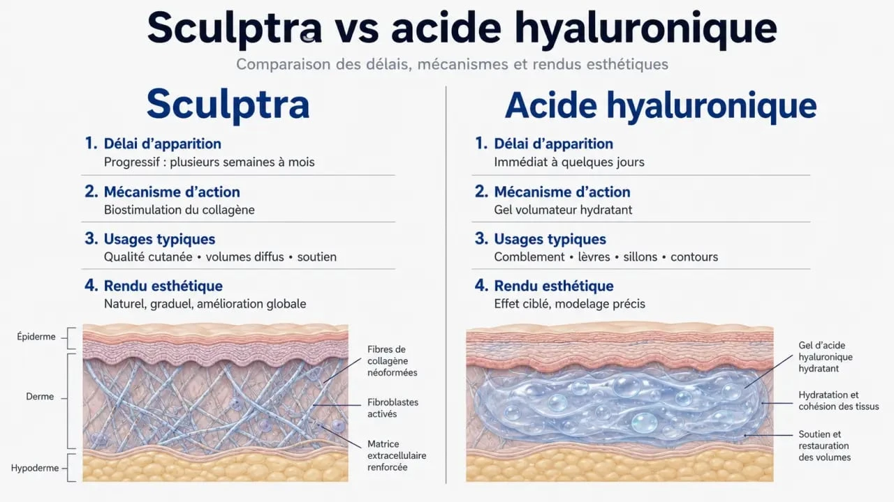 Comparatif Sculptra vs acide hyaluronique pour la médecine esthétique