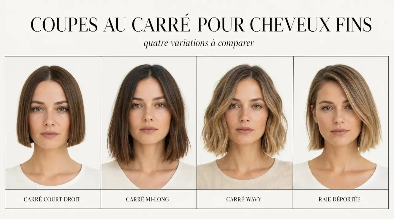 Coupes au carré cheveux fins : quatre variantes visuelles pour gagner en volume et en structure