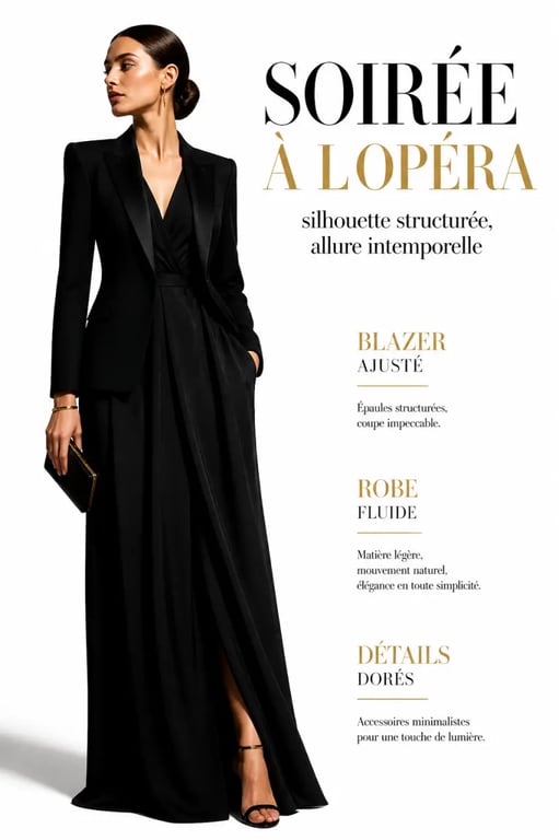 Style vestimentaire élégant pour un événement culturel classique comme l'opéra