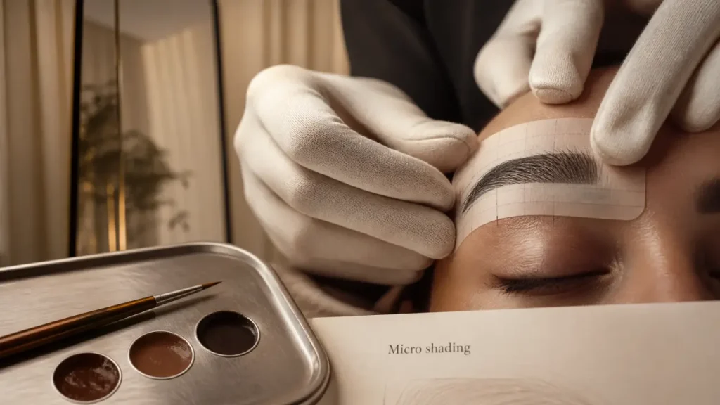 Micro shading pour sourcils poudrés et denses sans trait poil à poil