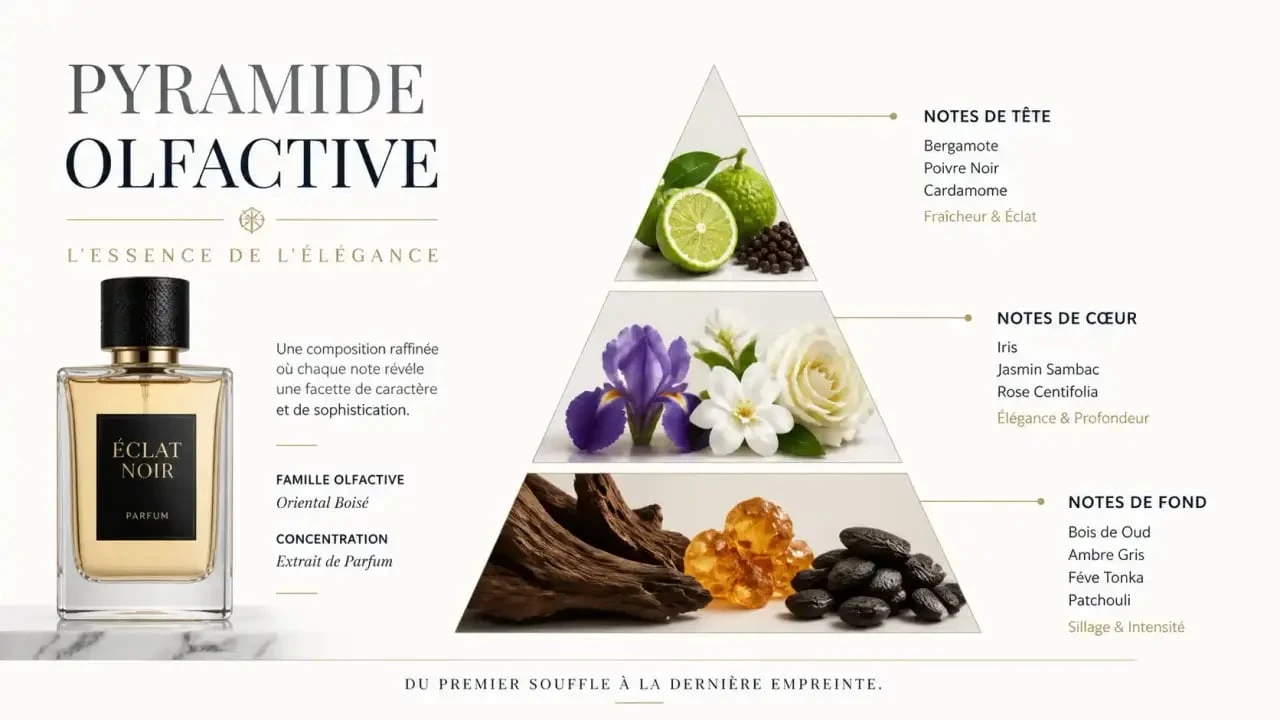 Pyramide olfactive du parfum La Nuit de l'Homme